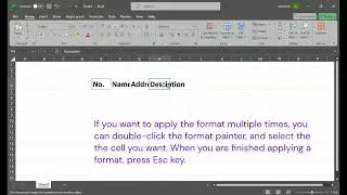 Microsoft Excel Tips: Using Format Painter Multiple Times in Excel