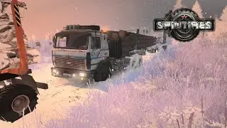SPINTIRES|ВОЗИМ ЛЕС НА КАМАЗАХ|ЗИМА ОЧЕНЬ СКОЛЬЗКО|ЧУТЬ НЕ ПЕРЕВЕРНУЛСЯ!