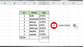 MS EXCEL Custom data table