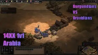 1v1 Arabia Burgundians vs Dravidians castle age cavalier spam!