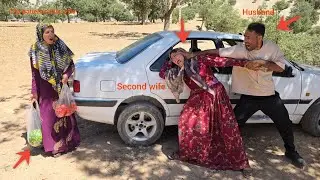 Husband returns home from court and is angry with second wife for complaining.............