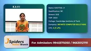 Successfully Placed | From Jspiders Hebbal | KAVITHA  V