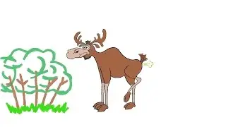 Desenhos animados engraçados sobre alces e lebre