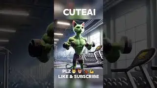 The tiger makes the poor skinny green cat stronger😿🐯🍗💪#cat #cute #story #ai