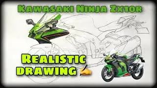 Kawasaki Ninja zx10r realistic drawing #kawasaki #zx10r
