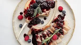 Mangalica Pork Tomahawk with Balsamic Berry Sauce