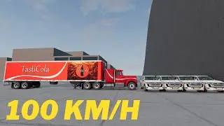 Four Toyota Land Cruiser 300 VS American Truck  100 KM/H  BeamNG.Drive CRASH test | CARS VS