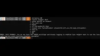 you do not have SUPER privileges and binary logging enabled problem solved in mysql | Error 1419