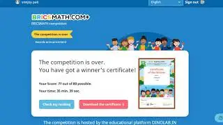 HERE IS THE BRICSMATH MAIN ROUND CERTIFICATE. 2020