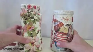 DIY:Делаем ВАЗЫ из СТЕКЛЯННЫХ БАНОК своими руками\VASES OF CANS