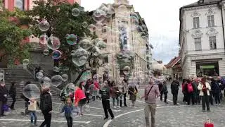 Street artists in Ljubljana city