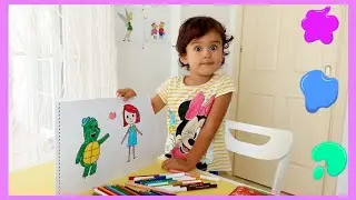 Meryem Su Renkli Boya Kalemleri ile Boyama Yaptı|İbi ile Tosi Boyama| Çocuk Videosu|Fun Kids Video