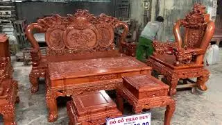 Bộ Nghê Phượng Đỉnh Cột 12 Chân 14 Gỗ Hương Đá Hàng Siêu Vip Đục 1 Mặt - Hàng Trả Khách Ở Hạ Long