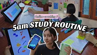 5am Study Routine ☀️ Covering 11th syllabus 🌱 Waking up at 5am 💕 How to take notes #aesthetic #notes