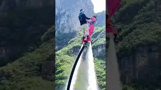 Flyboard is so fun 😚😁🥳 girl flying on the water