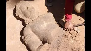 Guardian statue uncovered at Banteay Prey Nokor