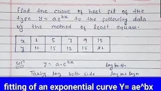 Curve fitting method || least square method || fitting of the exponential curve Y= ae^bx || 