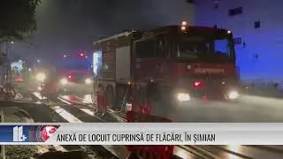 Anexă de locuit cuprinsă de flăcări, în Șimian