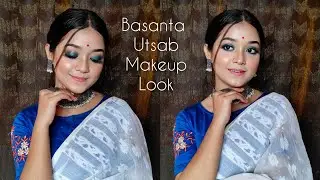 Basanta Utsab Easy Makeup Tutorial। Blue Smokey Eye Makeup। Debopriya's Beauty Bar।