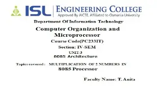 IT-CO-Lecture -18 8085 programming (multiplication of 2 nos)