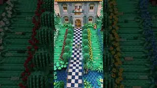 LEGO Queen Victoria soaking up the sun in this splendid LEGO landscaping! #legocastle #brickshow