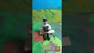 Казак играет Смуглянку на аккордеоне, небольшой мультик