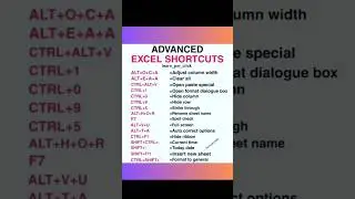 Advance Excel Shortcut Keys || Excel Tutoring