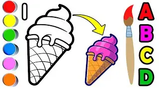 How To Draw Ice Cream, Painting Colouring | step by step Tutorial for kids & Toddlers #Ice #icecream