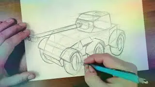Как нарисовать танк EBR Hotch. Рисунки из world of tanks.