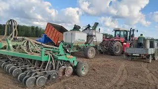 Трактора в поле. Посев. Культивация. Дискование.