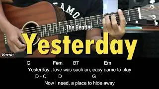 Yesterday - The Beatles | EASY Guitar Tutorial with Chords / Lyrics - Guitar Lessons