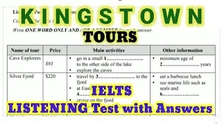 KINGSTOWN TOURS LISTENING TEST WITH ANSWERS 