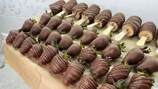 CHOCOLATE-DRIED STRAWBERRIES🤩 CHOCOLATE-DRIED BANANA🤤 CHOCOLATE TEMPERING. Easy Tempering Method