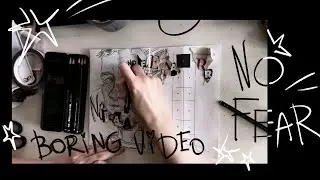 Realtime sketching over exhibition guide ( to look without fear )+ newspaper clippings + lofi / jazz