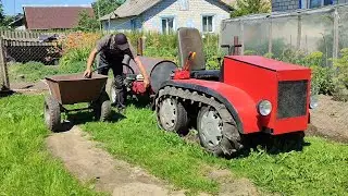 Самодельная садовая тачка самосвал и бур.
