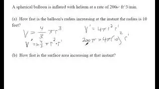 How fast is balloon radius and surface area increasing related rates