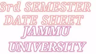 3rd Semester Date Sheet Jammu University
