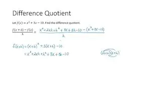S13 Difference Quotient of a Quadratic Function (Example)