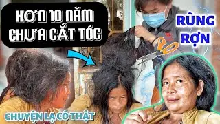 Gây cấn giây phút CẮT TÓC cho người phụ nữ có mái tóc kỳ lạ hơn 10 NĂM chưa cắt và cái kết NỔI DA GÀ