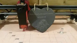 Laser engraving a slate heart