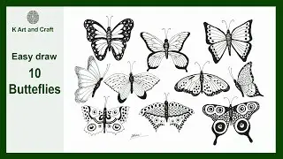 How to draw easy Butterfly step by step very easy 10 doodle Butterflies drawing