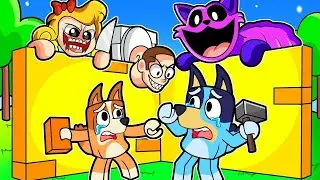 BLUEY AND BINGO BUILD TO SURVIVE MONSTERS in ROBLOX 😦 1