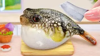 Miniature Tasty Little Puffer Fish Omelette 🐠 Cooking and Mukbang Blow Fish Recipe 🐟  By Mini Yummy