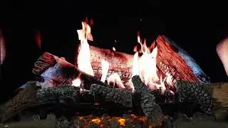 Inception Electric Fireplace Background: Birch Logs & Reflective Black Glass
