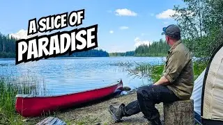 Solo Camp by a Mountain Lake Paddling, Fishing, and Cooking in the Wild