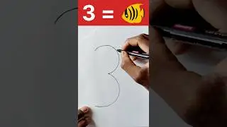 Sark drawing with 3 Number drawing 🐠🐠 || #shorts #3number #drawing
