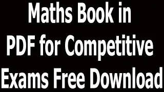 Maths Book in PDF for Competitive Exams Free Download