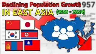 Declining Population Growth in East Asia: China, Japan, South Korea, Taiwan and More (1950-2024)