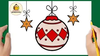 Como desenhar uma bola de árvore de Natal fácil | Desenhos de Natal