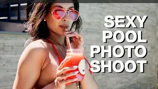 Jisel Lynn - Sexy Pool Photo Shoot while Drinking Fresh Watermelon Juice